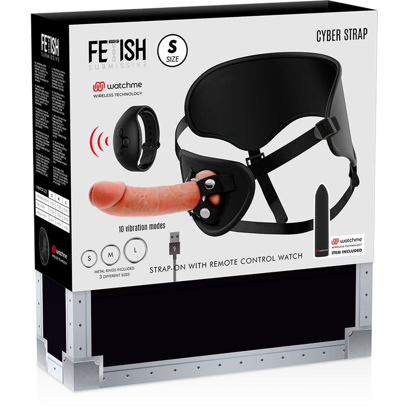 Imagem do Arnês Dildo Vibratório Fetish Submissive Cyber Strap com controle WATCHME