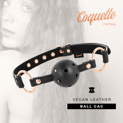 COQUETTE CHIC DESIRE FANTASY Mordaça de Bola Respirável Ajustável em couro vegano