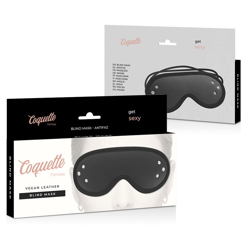 Máscara COQUETTE CHIC DESIRE FANTASY de couro vegano com forro de neoprene, ideal para BDSM.