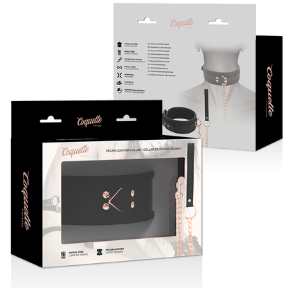 Colar COQUETTE CHIC DESIRE FANTASY de couro vegano com ala e forro de neoprene para jogos BDSM