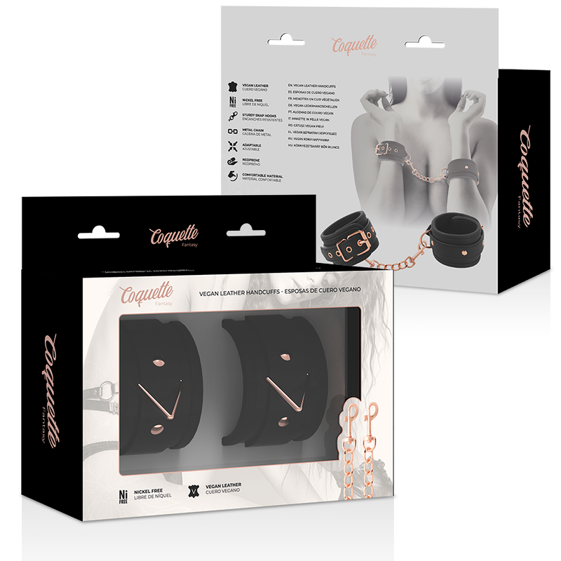 Close-up das Algemas COQUETTE CHIC DESIRE de Couro Vegano com Forro de Neoprene, destacando a textura e fivela.