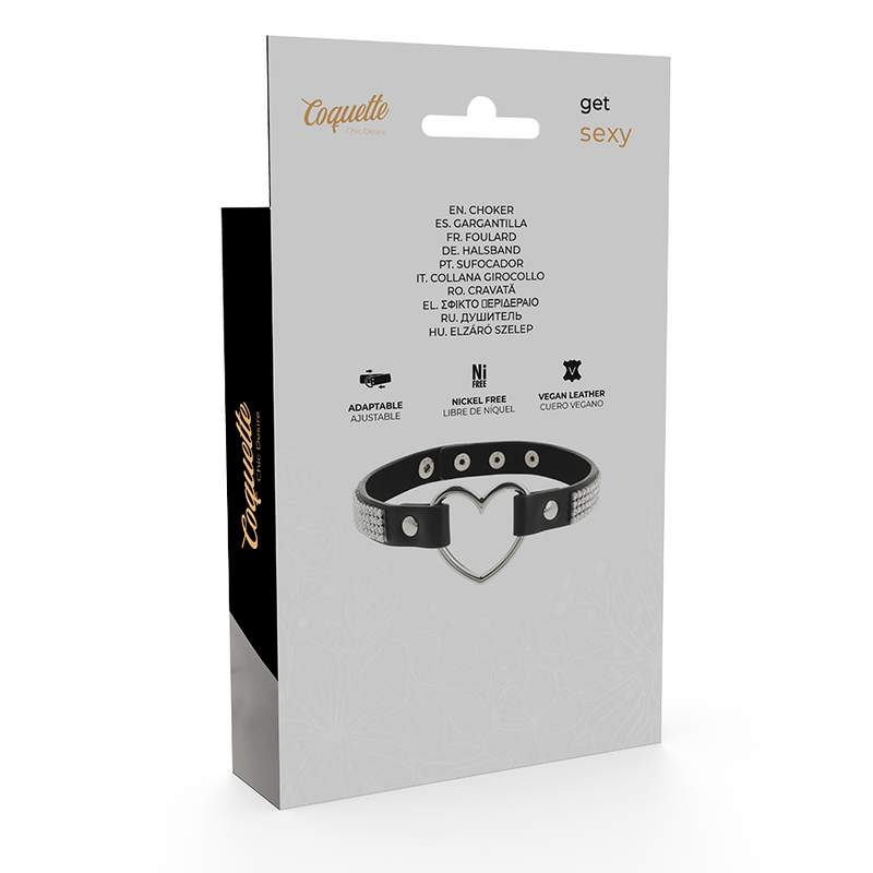 Gargantilha de Couro Vegano COQUETTE CHIC DESIRE com Coração