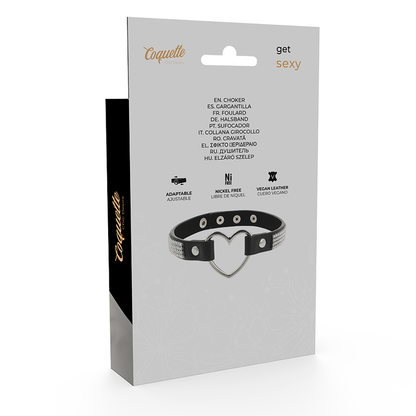 Gargantilha de Couro Vegano COQUETTE CHIC DESIRE com Coração