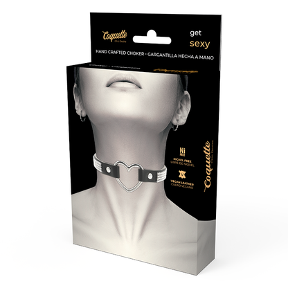 Gargantilha de Couro Vegano COQUETTE CHIC DESIRE com Coração