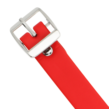 Coquette Chic Desire Colar Couro Vegano Vermelho Ajustável para BDSM e Fetish