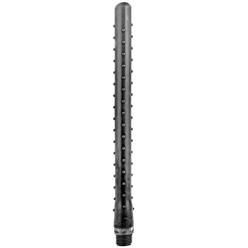 ALL BLACK Ducha Anal de Chuveiro em Silicone 27cm Grande mostrando o material flexível e o adaptador universal.