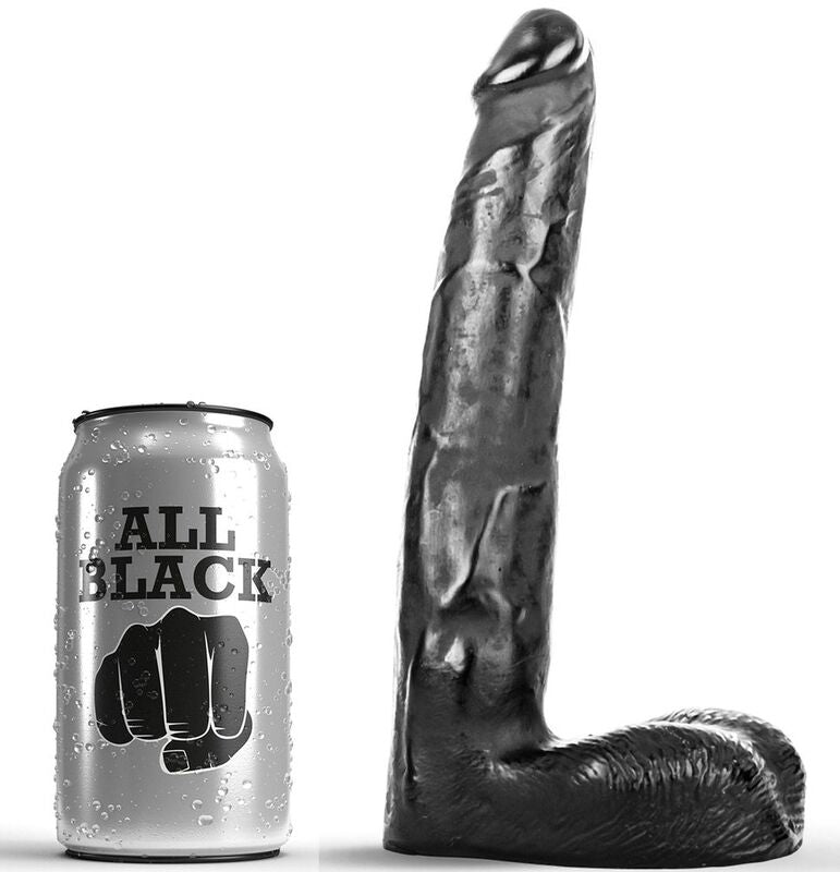 ALL BLACK Dildo Realístico 21 CM com design ergonómico e textura estimulante.