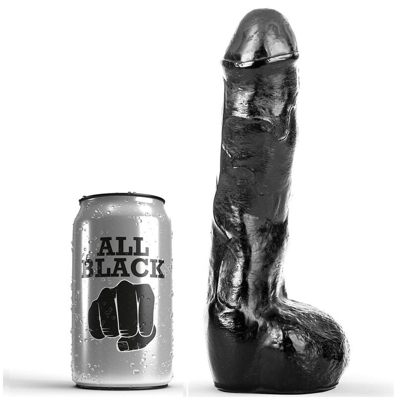 ALL BLACK Dildo Realista Anal 20cm com textura ondulada, ideal para prazer anal.