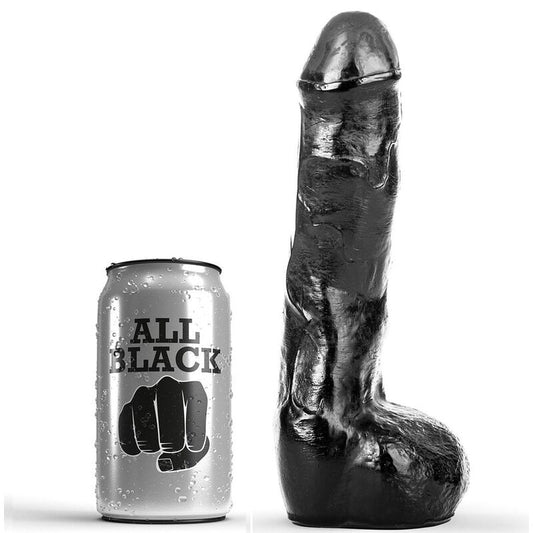 ALL BLACK Dildo Realista Anal 20cm com textura ondulada, ideal para prazer anal.