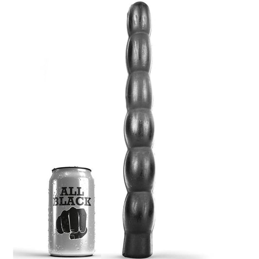 Close-up do ALL BLACK Dildo Anal Ondulado Flexível 32 CM, mostrando sua textura macia e formato ergonômico.