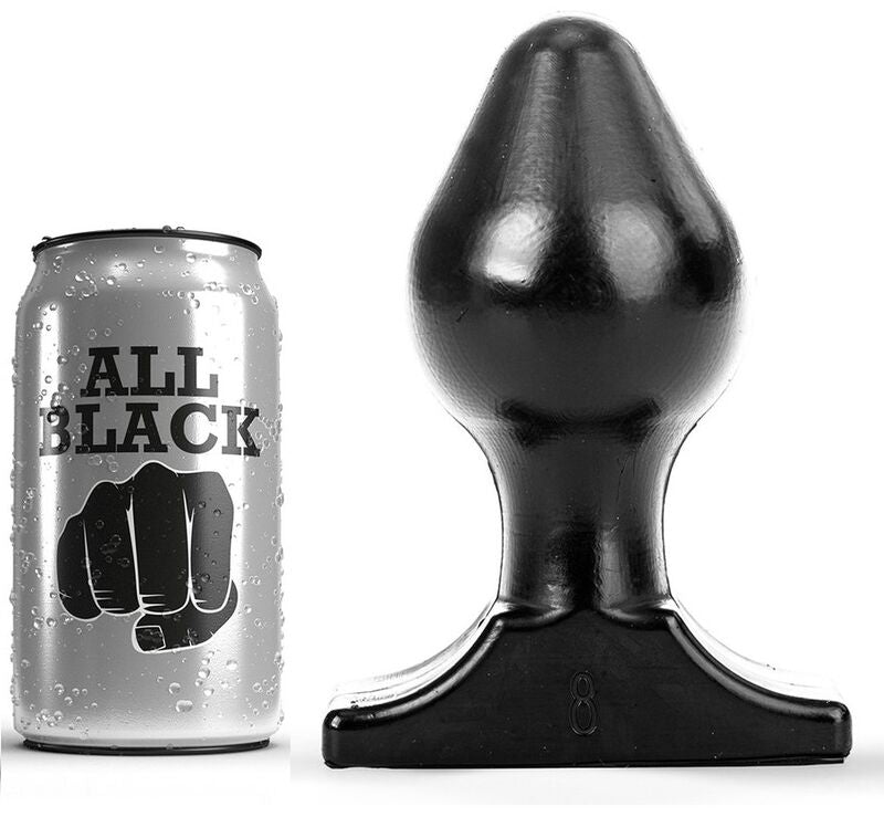 Plug anal ALL BLACK Flexível Grande 16x8cm para prazer anal gradual e seguro