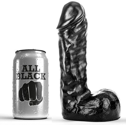 Close-up do Dildo Realista Veiado ALL BLACK 19 CM, mostrando a textura e formato.