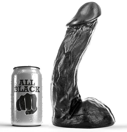 Vibrador Dildo ALL BLACK Realista Flexível 23 CM, ideal para prazer anal e vaginal.