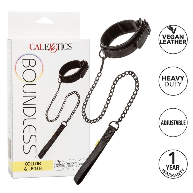 Collar y Correa BDSM Ajustables de Cuero Vegano