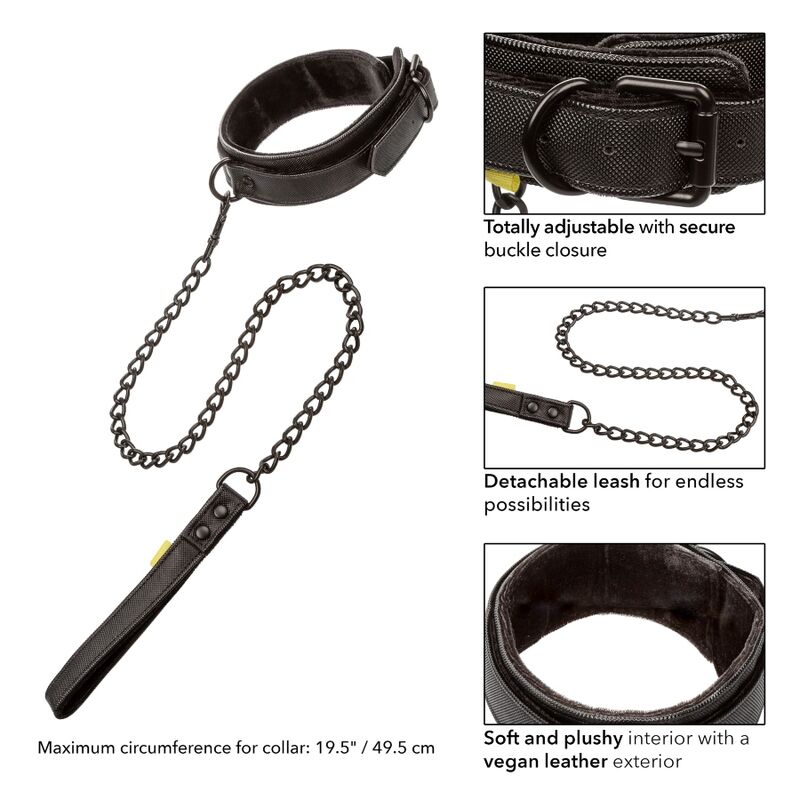Collar y Correa BDSM Ajustables de Cuero Vegano