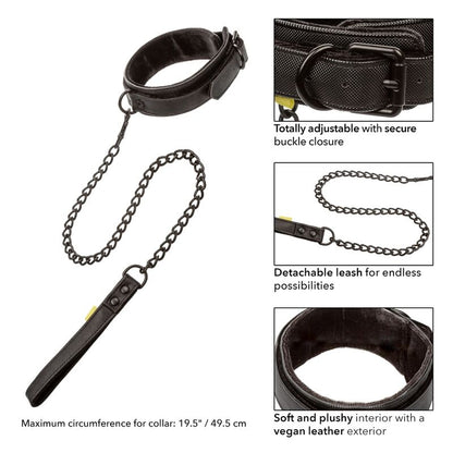 Collar y Correa BDSM Ajustables de Cuero Vegano