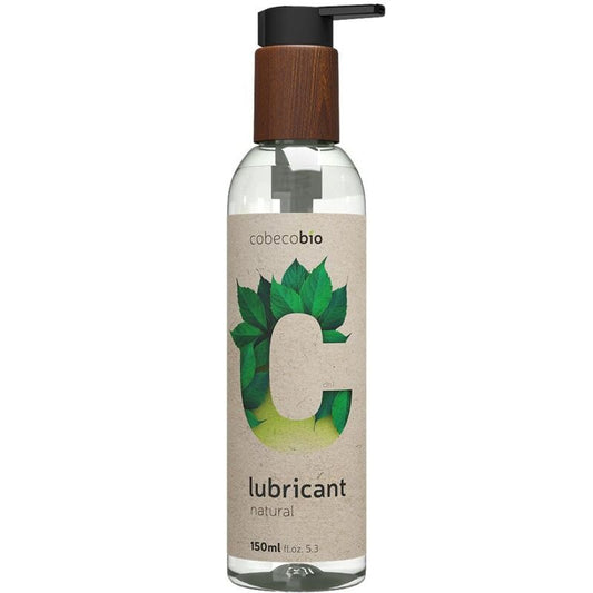 Embalagem do Cobeco Lubrificante Bio Natural 150ml, um lubrificante íntimo vegano e à base de água.
