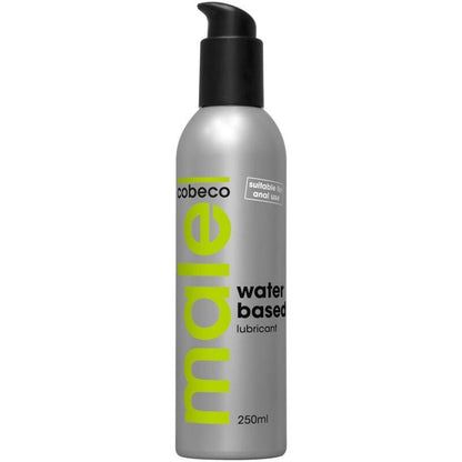 Frasco de MALE Cobeco Lubrificante Íntimo À Base de Água 250ml para prazer e hidratação.
