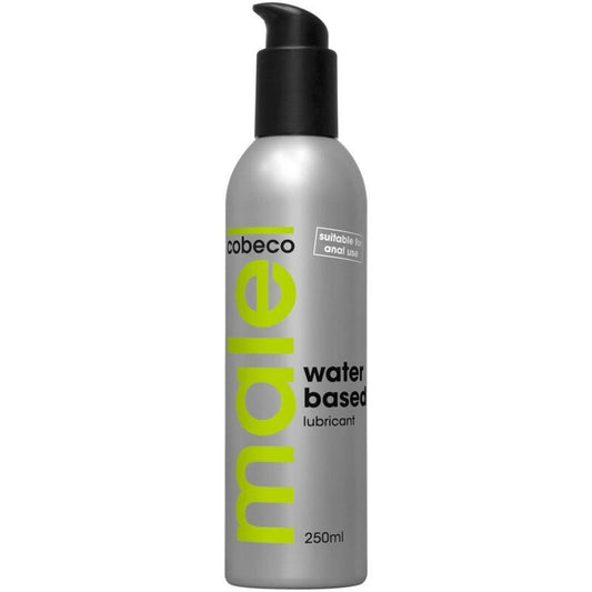 Frasco de MALE Cobeco Lubrificante Íntimo À Base de Água 250ml para prazer e hidratação.