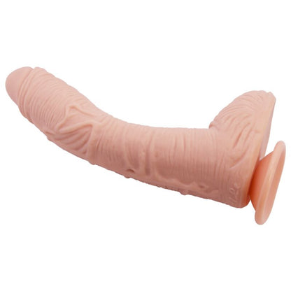 BAILE Dildo Pele Realista Alex Curvo 27 CM com Ventosa Forte, detalhe da textura e curvatura.