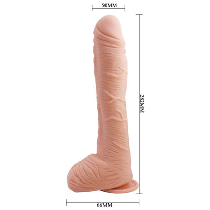 BAILE Dildo Pele Realista Alex Curvo 27 CM com Ventosa Forte, detalhe da textura e curvatura.