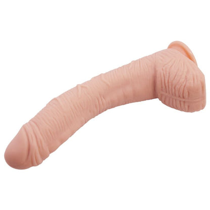 BAILE Dildo Pele Realista Alex Curvo 27 CM com Ventosa Forte, detalhe da textura e curvatura.