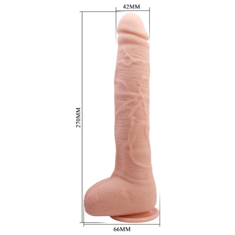 Close-up do Vibrador Realista Flexível BAILE, mostrando sua textura e ventosa.