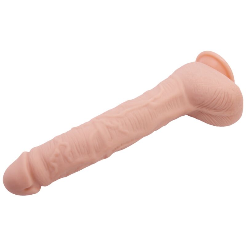 Close-up do Vibrador Realista Flexível BAILE, mostrando sua textura e ventosa.