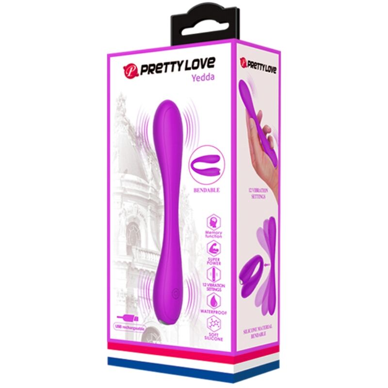 PRETTY LOVE Love Yedda Vibrador Flexível C-shape para estimulação do ponto G e clitóris.
