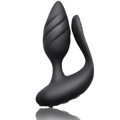 ROCKS-OFF Vibrador para Casais Cocktail com Controle Remoto Duplo, mostrando o design ergonómico e aveludado para dupla estimulação.