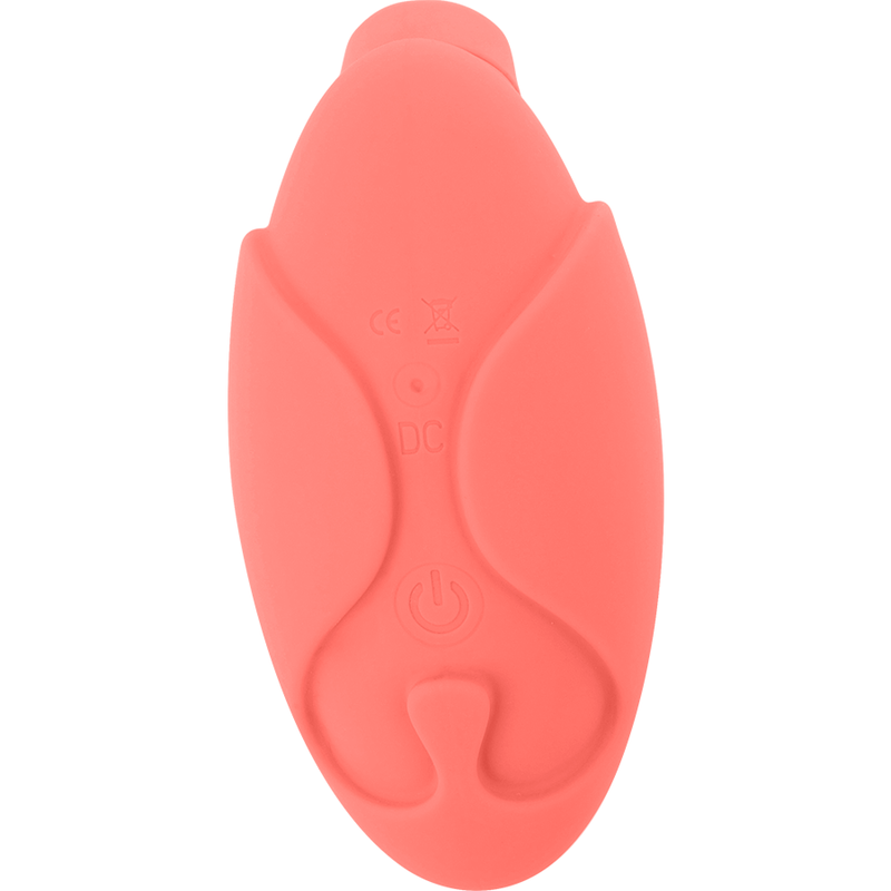 Close-up do OHMAMA Estimulador de Clitóris Ondas Coral Recarregável mostrando seu design ergonómico e material de silicone.
