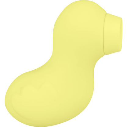 OHMAMA Estimulador Clitoriano Onda Recarregável Amarelo, detalhe do design em patinho e material de silicone macio.