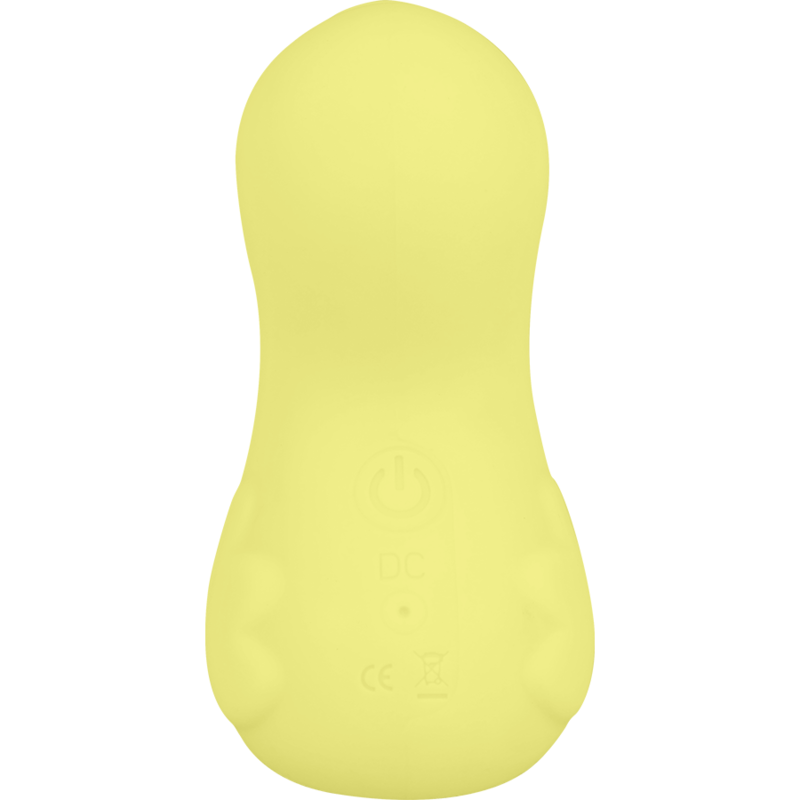 OHMAMA Estimulador Clitoriano Onda Recarregável Amarelo, detalhe do design em patinho e material de silicone macio.