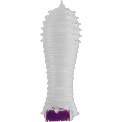 Detalhe da Bainha de Pénis Texturizada OHMAMA com Bala Vibrante para prazer de casal.