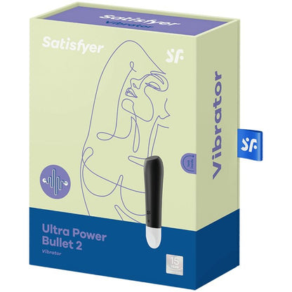 Close-up of the Satisfyer Ultra Power Bullet 2 Preto mini vibrator, highlighting its compact design and smooth silicone texture.