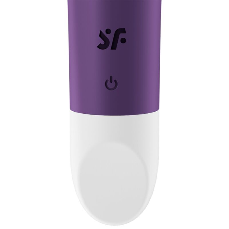 Close-up do vibrador Satisfyer Ultra Power Bullet 2 Roxo, mostrando seu design compacto e silicone liso.