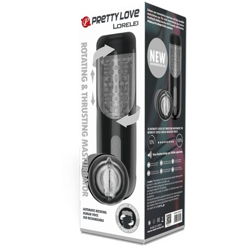 Masturbador masculino multifuncional PRETTY LOVE Lorelei com rotação e impulso.