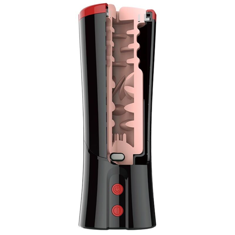Close-up of the PRETTY LOVE Masturbador Masculino Ozzy Multifuncional with its realistic opening and textured interior.