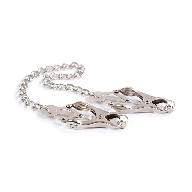 Pinças para mamilos OHMAMA Fetish de metal com corrente, para jogos BDSM.