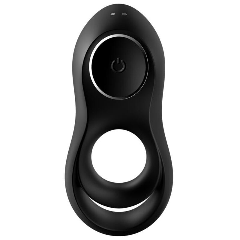 Satisfyer Vibrador Anel Duplo Lendário para Pénis e Testículos, detalhe do design e textura em silicone.