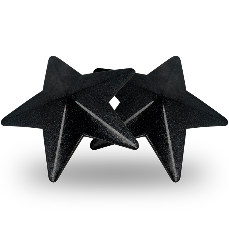 Close-up das Coberturas para Mamilos COQUETTE CHIC DESIRE Black Stars, destacando o design em estrela e material.