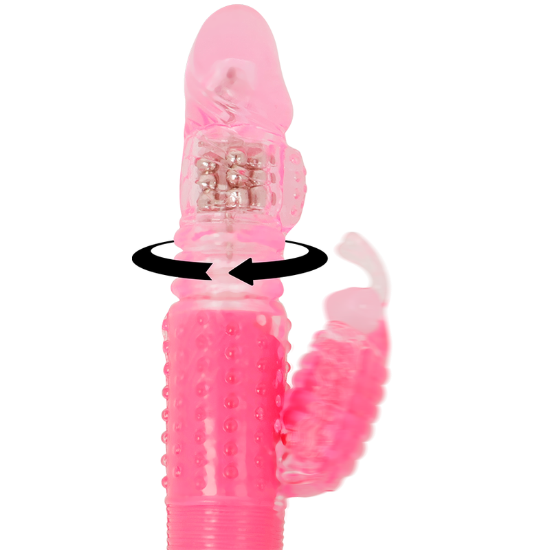 Vibrador rotativo OHMAMA com estimulador clitoriano tipo coelho em silicone hipoalergénico