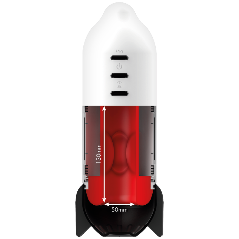 Detalhe do Masturbador Masculino Jamyjob Rocket com funções de vibração e compressão