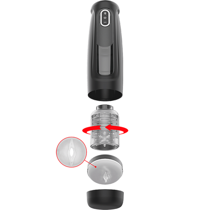 JAMYJOB Masturbador Masculino Tornado 360 Rotate Tech com Impulso, detalhes do design e funcionalidade