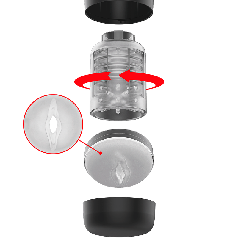 JAMYJOB Masturbador Masculino Tornado 360 Rotate Tech com Impulso, detalhes do design e funcionalidade