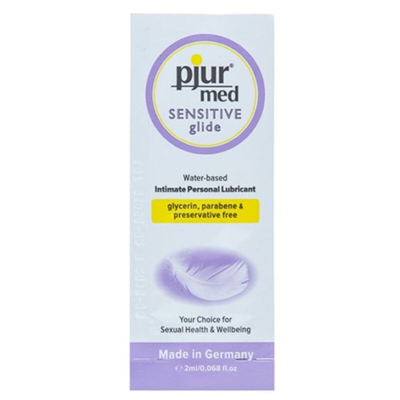 PJUR Lubrificante MED Sensitive Glide à Base de Água 2 ML para conforto em peles sensíveis
