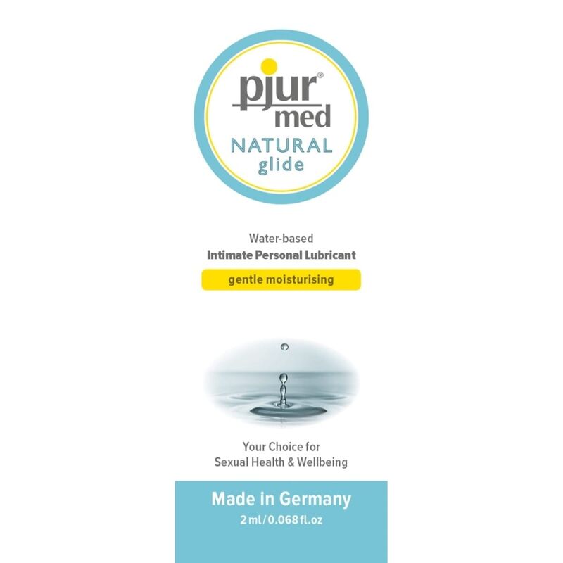 PJUR Lubrificante Íntimo Natural Med 2 ML para pele sensível, embalagem discreta.
