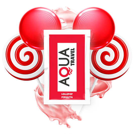 Embalagem do Aqua Travel Lubrificante À Base de Água Sabor Pirulito 6ml