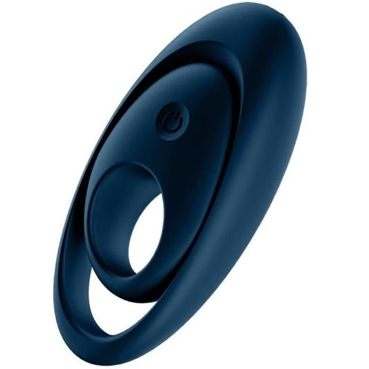 Satisfyer Glorious Duo Anel Vibrador para Casais Azul, mostrando seu design ergonómico e estimulador clitoriano.