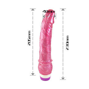 Close-up do Vibrador Realista BAILE Vermelho 23 cm, mostrando a sua textura e detalhes anatómicos.